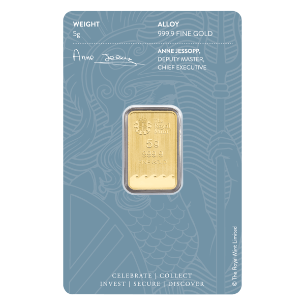 5gram Britannia Gold Minted bar 9999 Gold