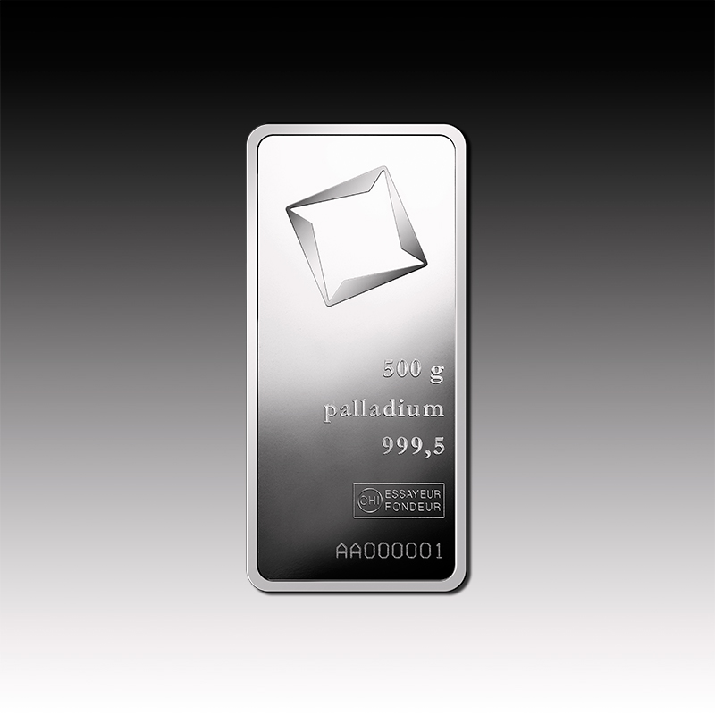 500g Valcambi Palladium Minted bar 999.5 Palladium