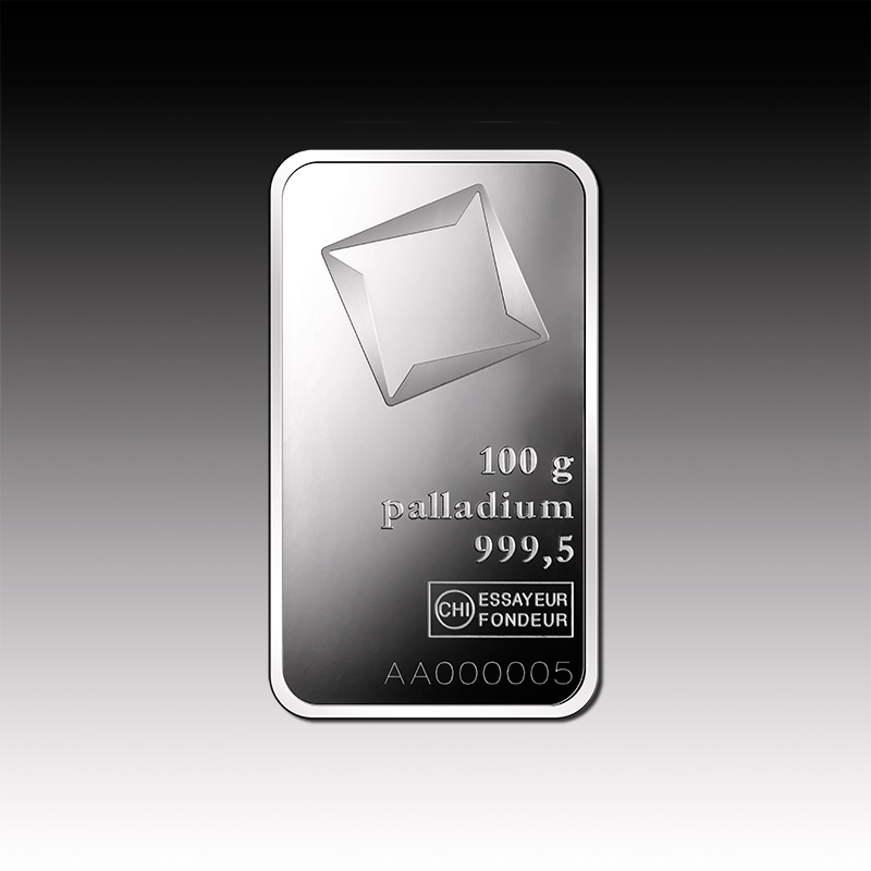 100g Valcambi Palladium Minted bar 999.5 Palladium