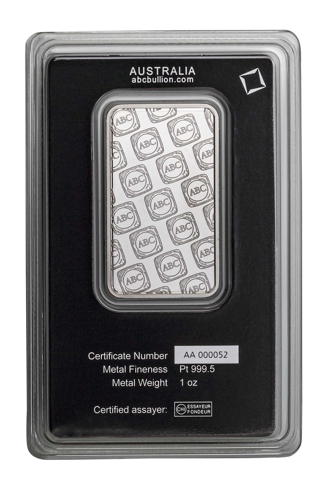 1oz ABC Platinum Minted Tablet 999.5 Platinum