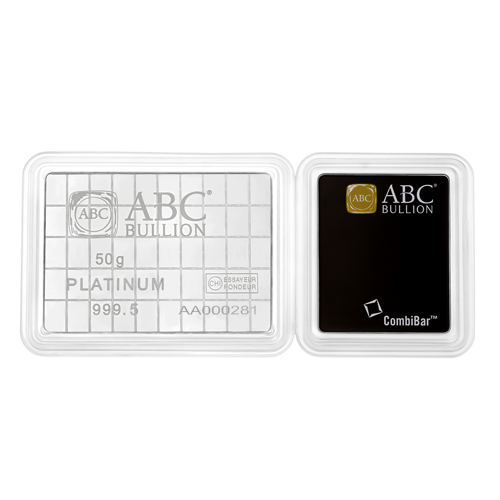 50x1g CombiBar ABC Platinum Minted  999.5 Platinum