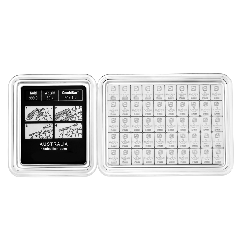 50x1g CombiBar ABC Platinum Minted  999.5 Platinum