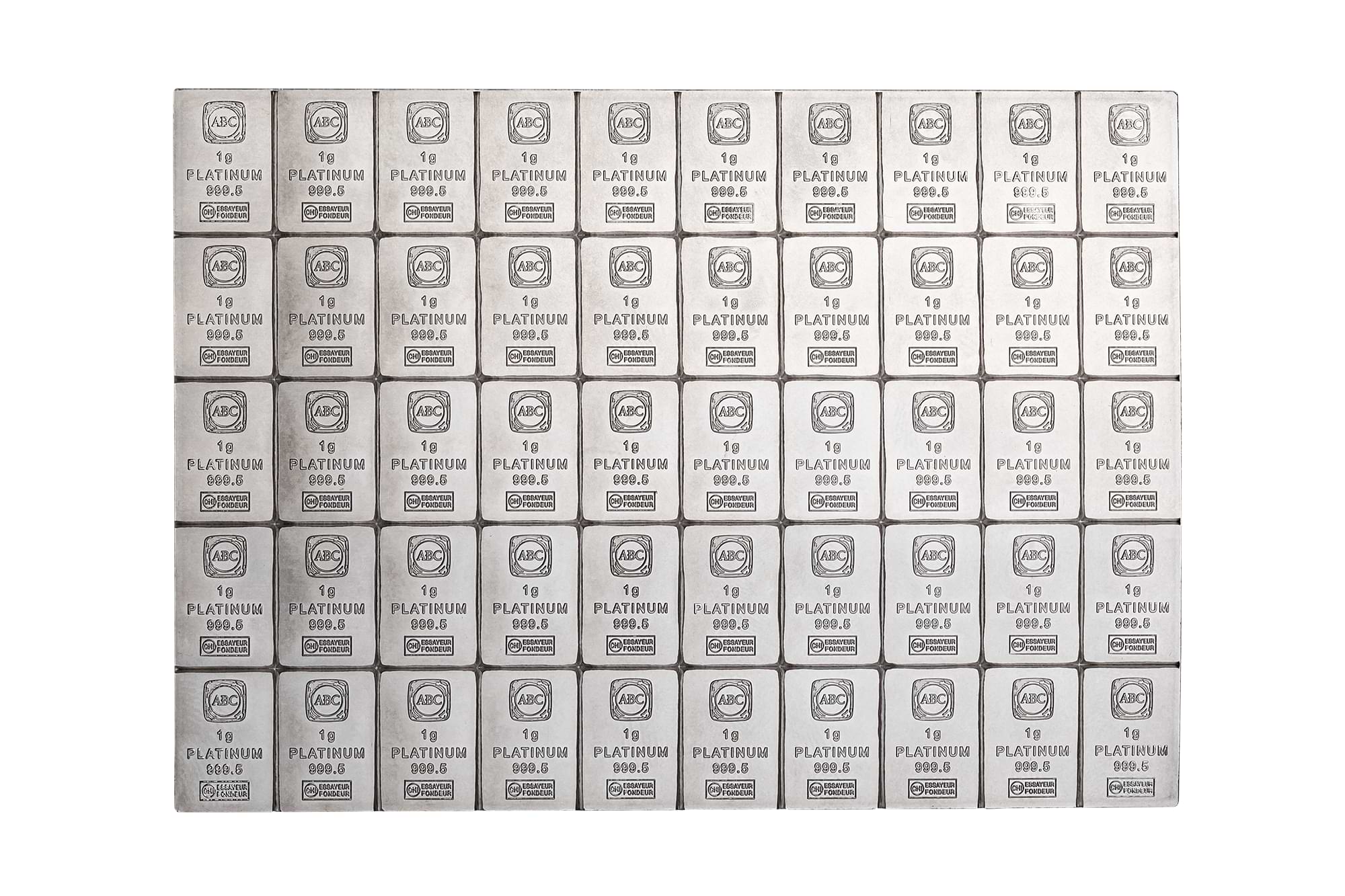 50x1g CombiBar ABC Platinum Minted  999.5 Platinum