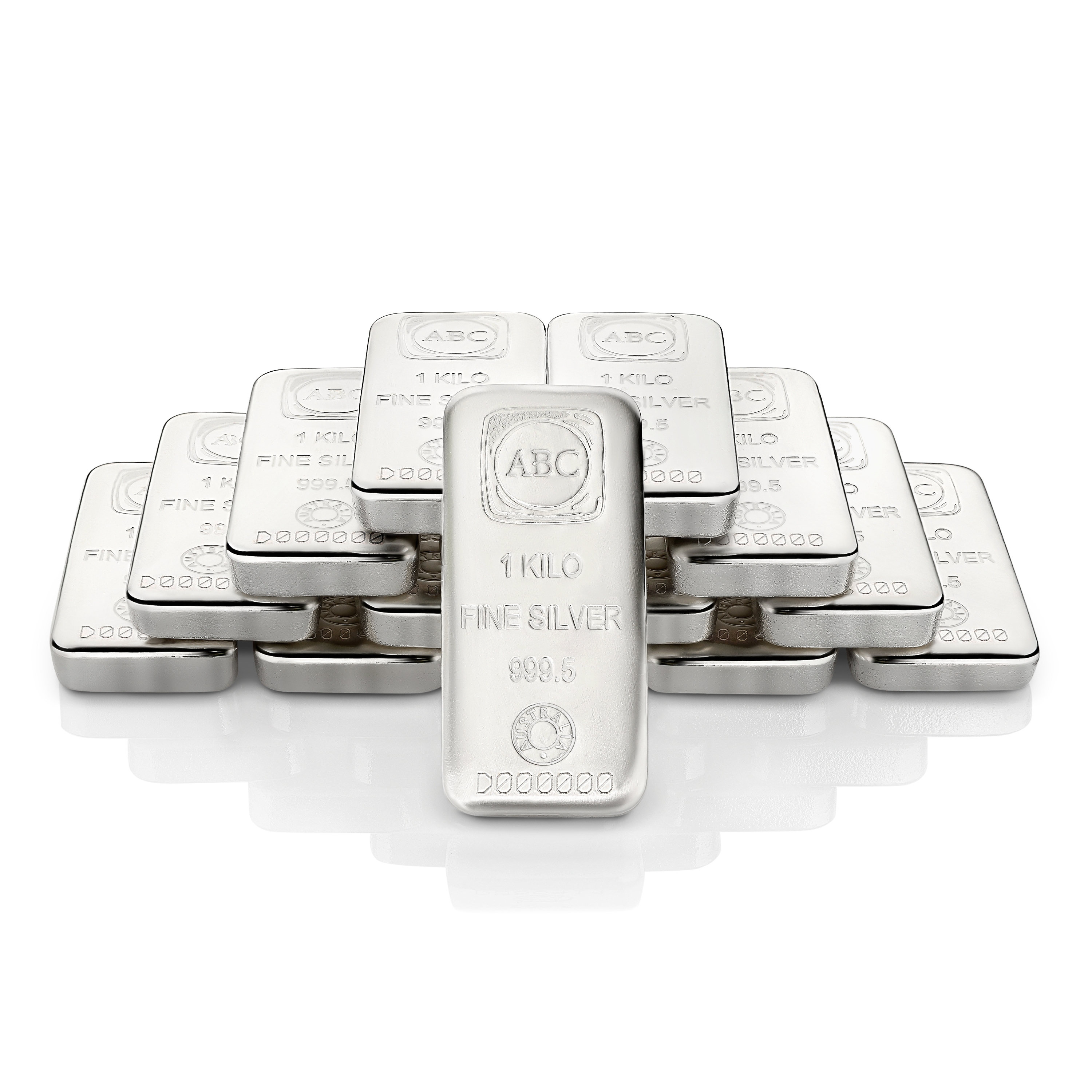 Box of 1kg ABC Silver cast bars (15kg) Silver